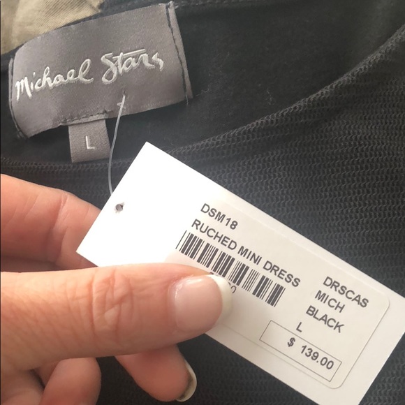 SOLD Michael Stars Ruched MIDI Dress w/mesh - Picture 4 of 4